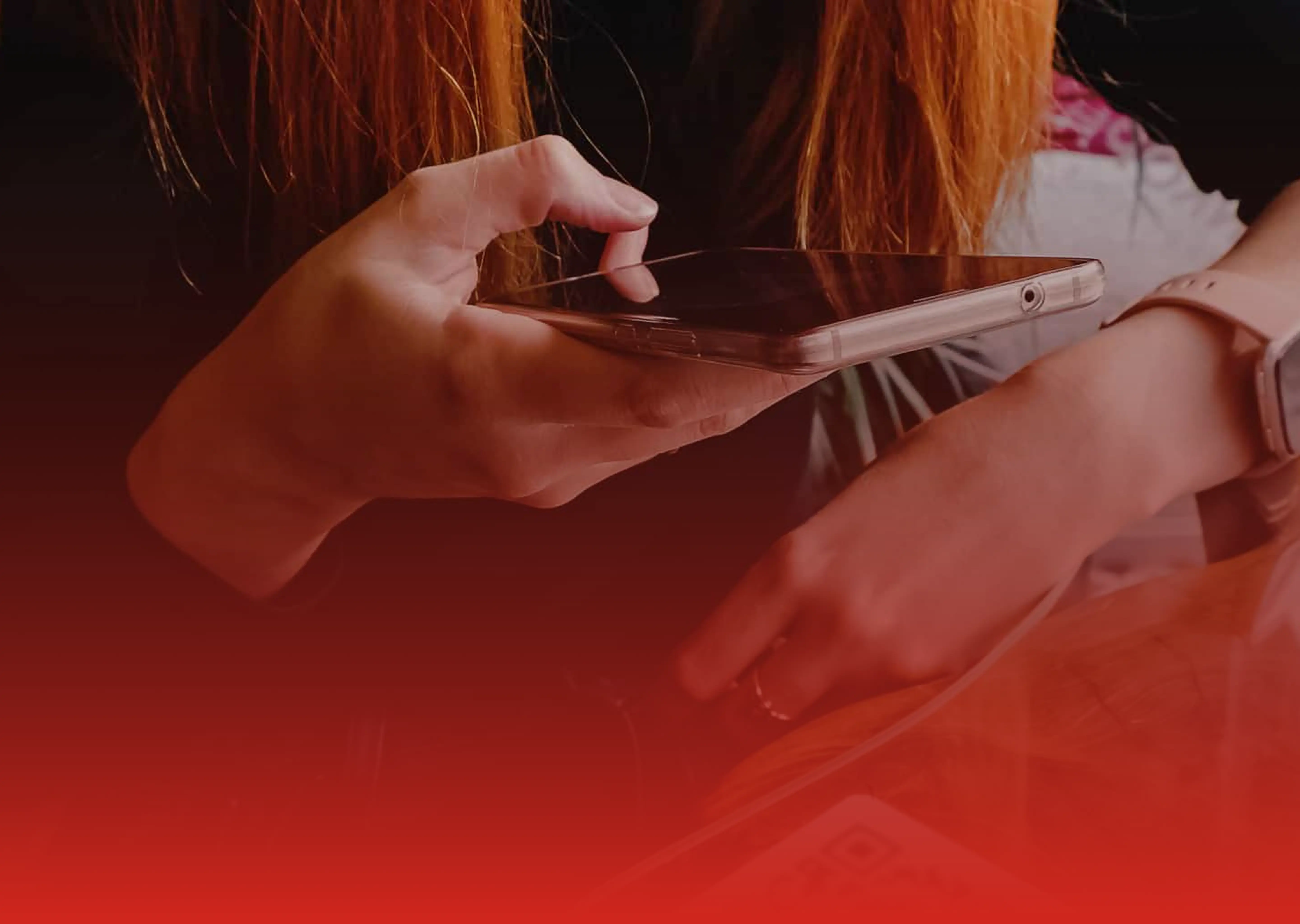 Background image of a person holding a phone